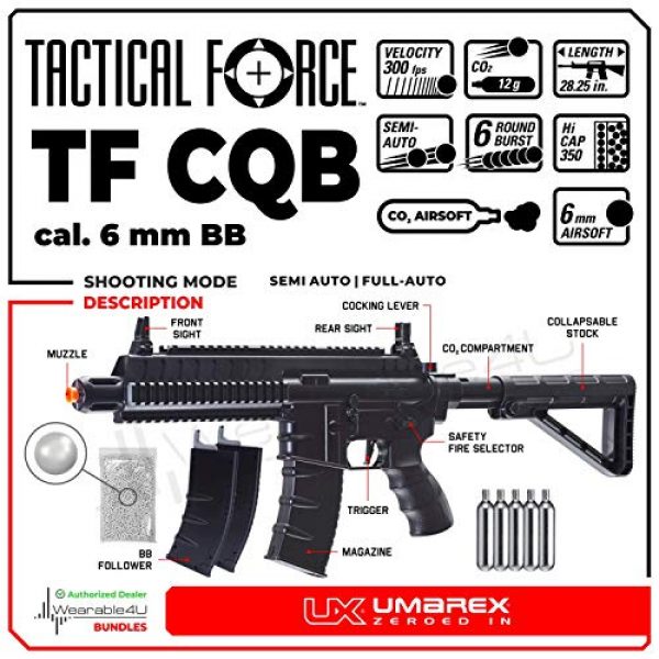 Wearable4U Airsoft Rifle 2 Umarex Tactical Force TF CQB 6mm BB Standard Action Rifle Airsoft Gun Airgun with Wearable4U Bundle