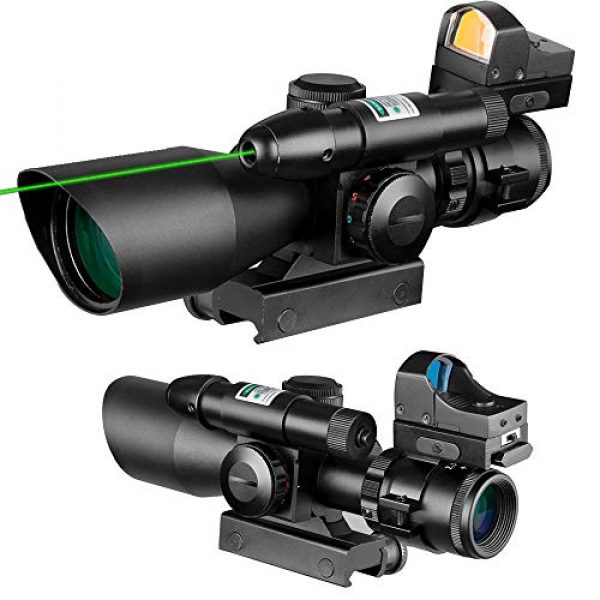 Robin Hunting Rifle Scope 6 Robin Hunting Tactical 2.5-10x40 Rifle Scope Combo with Mini Holographic Red Dot Sight and Weaver Picatinny Rail Mount Adapter