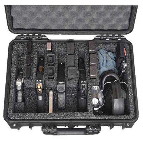 Case Club Pistol Case 2 Case Club 4 Pistol and (up to) 29 Magazine with Accessory Pocket Pre-Cut Heavy Duty Waterproof Case with Silica Gel Canister to Help Prevent Gun Rust (Upgraded Gen-2)