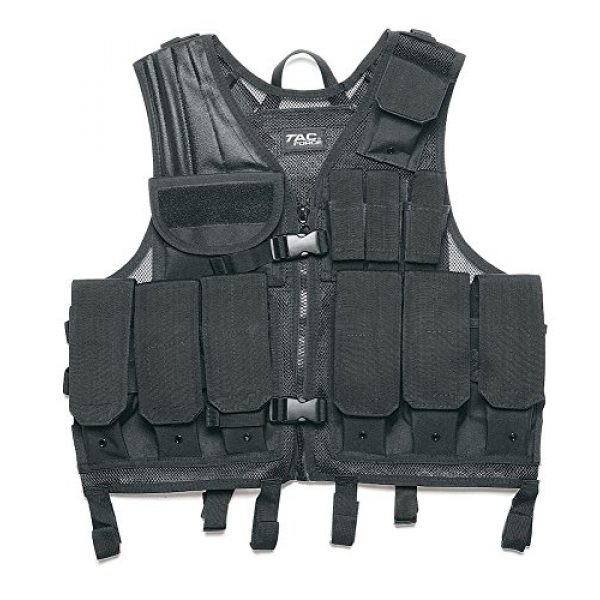 TAC Force Airsoft Tactical Vest 1 TAC Force S86015 Commando Tactical S.O.T. Vest, Black, One Size
