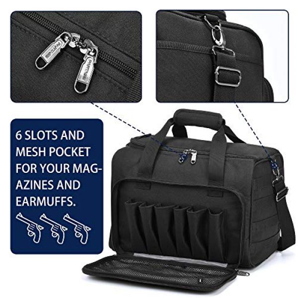 Partage Pistol Case 3 Partage Gun Range Bag Deluxe Pistol Shooting Range Duffle Bags with Velvet Cushion -Black