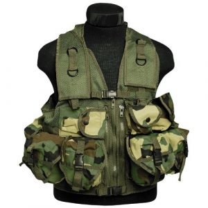 Mil-Tec Airsoft Tactical Vest 1 Tactical Patrol Military Assault Vest 9 Pockets Airsoft Webbing Woodland Camo