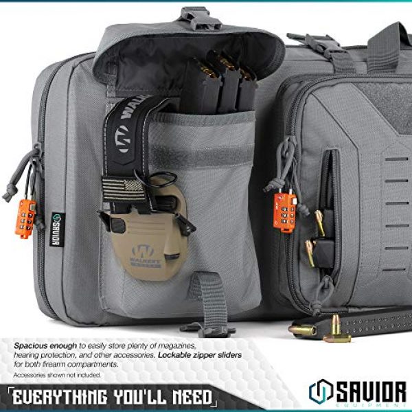 Savior Equipment Rifle Case 5 Savior Equipment Urban Warfare Tactical Double Carbine Long Rifle Bag Gun Case Firearm Backpack Pistol Handgun Case - Lockable Zipper, Padded Side Carry Strap, Available Length in 36" 42" 46" 51" 55"