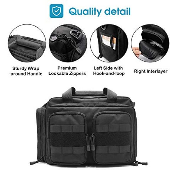 Kosse Pistol Case 4 Kosse Tactical Gun Range Bag, Deluxe Pistol Shooting Range Duffle Bag Large Handguns Magazine Ammo Gear Accessories Pouch for Hunting Shooting Range Sport