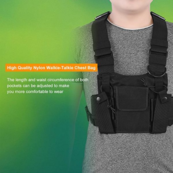 Hakeeta Airsoft Tactical Vest 2 Hakeeta Walkie-Talkie Chest Bag, Nylon Chest Front Pack,Chest Harness.Universal Adjustable Bag with Three-Ring Adjustment Strap System for Rescue, Police, Duty and Workshopps