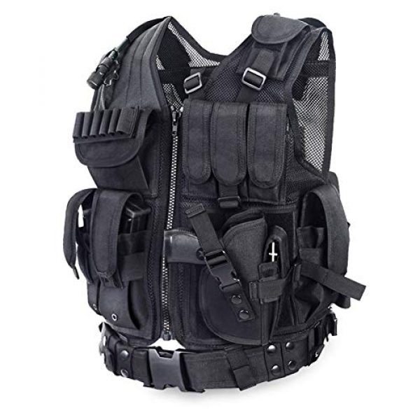 GXYWAN Airsoft Tactical Vest 7 GXYWAN Tactical CS Field Vest Paintball Training Airsoft Ultra-Light Breathable Combat Adjustable Vest(Black)