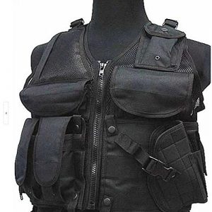 DHLink Airsoft Tactical Vest 1 Tactical Military Hunting Combat Vest with Pistol Gun Holster Pouch Black