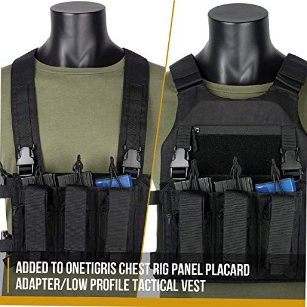 OneTigris Airsoft Tactical Vest 7 OneTigris Mini Chest Rig & Triple Kangaroo Mag Pouch Tactical Placard 02 (Black)