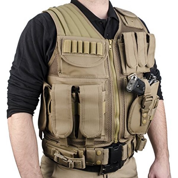 Loaded Gear Airsoft Tactical Vest 4 Loaded Gear New Tactical Vest Light Outdoor Training Vest Adjustable for Adults (Tan)
