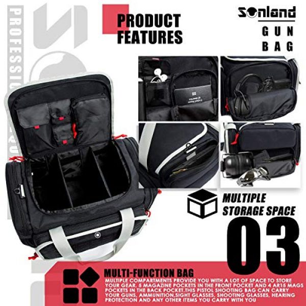 AUMTISC Pistol Case 4 AUMTISC Pistol Range Bag Tactical Shooting Gun Range Bag with Penty of Room for Handguns Lightweight Durable