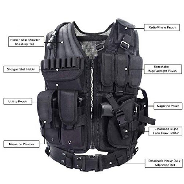 GXYWAN Airsoft Tactical Vest 2 GXYWAN Tactical CS Field Vest Paintball Training Airsoft Ultra-Light Breathable Combat Adjustable Vest(Black)