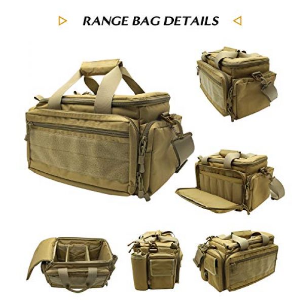ProCase Pistol Case 6 ProCase Tactical Gun Range Bag Pistol Shooting Duffle Bag, Deluxe Padded Shooting Range Bag Large Handguns Magazine Ammo Gear Accessories Pouch for Hunting Shooting Range Sport -Khaki
