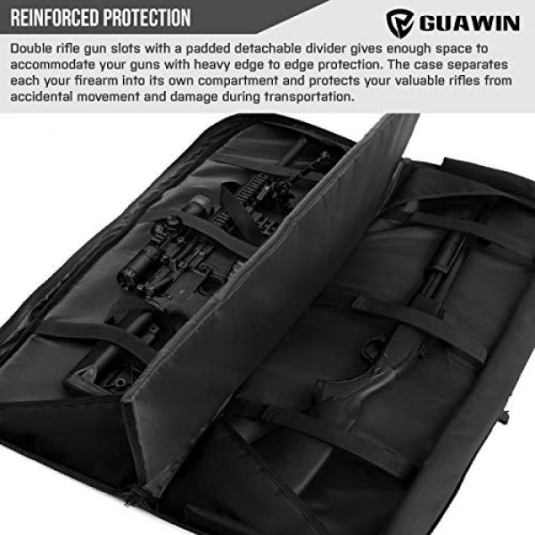 GUAWIN Rifle Case 2 GUAWIN Rifle Bag Rifle Case Shotgun Case Heavy Duty Reinforced Stitched Construction Rifle Backpack, Double Long Soft Gun Cases for Rifles Shotguns Pistols Storage and Transportation in 36" 42" 46"