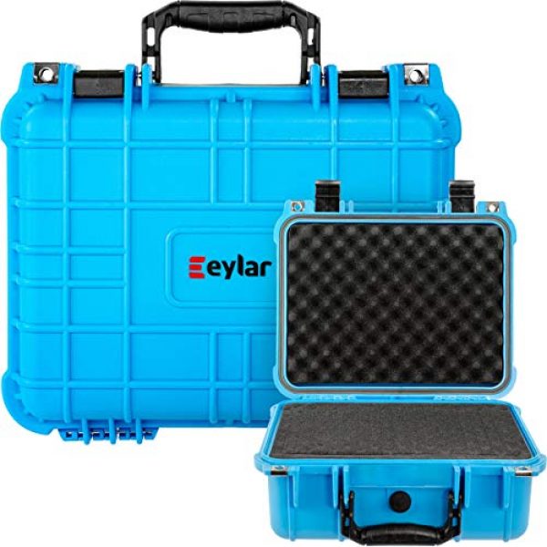 Eylar Pistol Case 6 Eylar Tactical Hard Gun Case Water & Shock Proof with Foam 13.37 inch 11.62 inch 6 inch Light Blue
