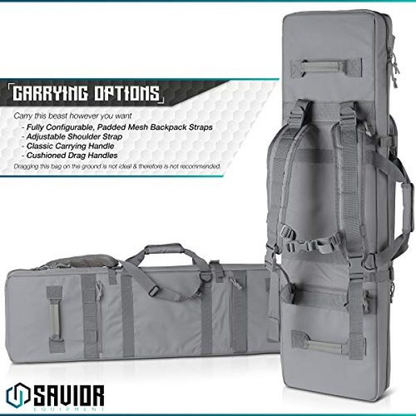 Savior Equipment Rifle Case 6 Savior Equipment Urban Warfare Tactical Double Carbine Long Rifle Bag Gun Case Firearm Backpack Pistol Handgun Case - Lockable Zipper, Padded Side Carry Strap, Available Length in 36" 42" 46" 51" 55"