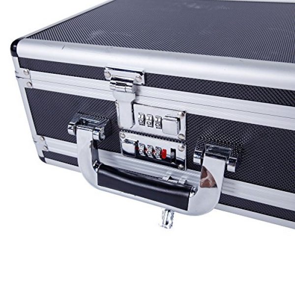 brandless Pistol Case 2 Gun Security Safe Cabinet, Portable Aluminum Framed Gun Lock BoxDual Pistol Firearm and Valuables Safe with 3 Digits Combination Lock, Silver 11.81" x 5.91" x 9.05"