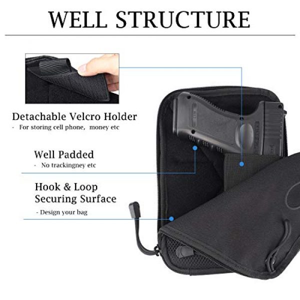 Kosibate Pistol Case 3 Kosibate Concealed Gun Pouch, Multipurpose Carry Pistol Holster Pack Waist Bag for Handgun with Belt Loops -Black