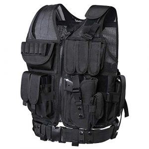 WWahuayuan Airsoft Tactical Vest 1 WWahuayuan Adjustable Tactical Vest Trainning Tactical Airsoft Paintball Ultralight Breathable Combat Training Vest for Adults 600D Encryption Polyester-VT-1063