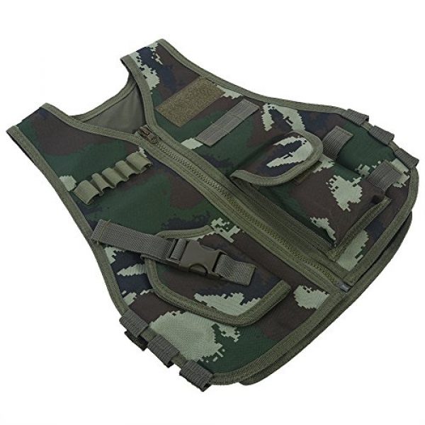 Fishlor Airsoft Tactical Vest 5 Fishlor Adjustable Camouflage Vest, Children Camouflage V-Neckline Vest with Multi Pocket for Outdoor Hunting Game(Jungle Camouflage L)