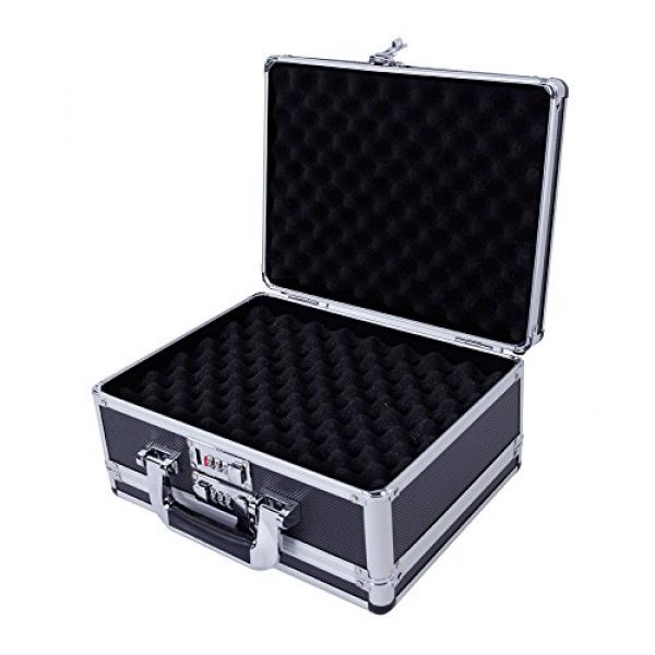 brandless Pistol Case 4 Gun Security Safe Cabinet, Portable Aluminum Framed Gun Lock BoxDual Pistol Firearm and Valuables Safe with 3 Digits Combination Lock, Silver 11.81" x 5.91" x 9.05"