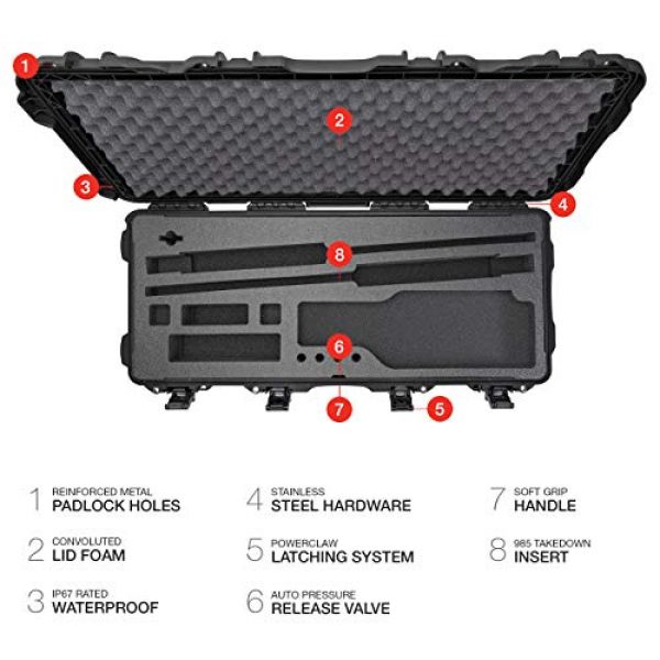 Nanuk Pistol Case 4 Nanuk 985 Waterproof Hard Case with Wheels and Foam Insert for Shotguns - Black