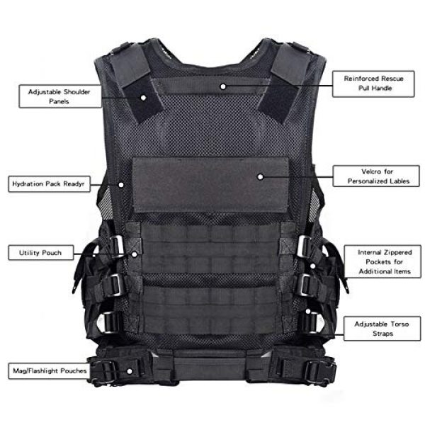 GXYWAN Airsoft Tactical Vest 3 GXYWAN Tactical CS Field Vest Paintball Training Airsoft Ultra-Light Breathable Combat Adjustable Vest(Black)