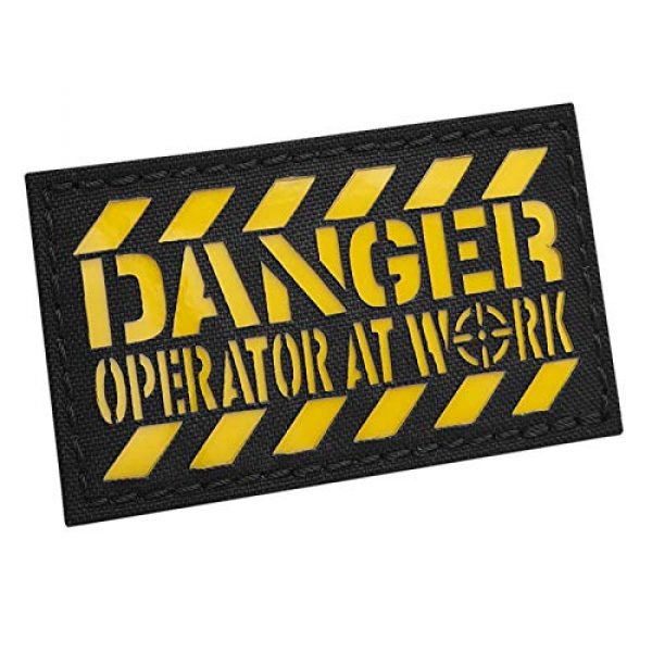 Tactical Freaky Airsoft Morale Patch 1 Reflective Danger Operator at Work 2x3.5 Crosshair Black and Yellow American Army Morale Tactical Patch