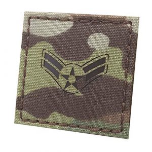 Tactical Freaky Airsoft Morale Patch 1 Multicam IR 2x2 USAF E-3 Airman First Class A1C Rank US Air Forces Tactical Hook-and-Loop Patch