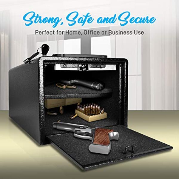 SereneLife Pistol Case 7 SereneLife Safes & Lock Boxes | Gun Safe Box | Pistol Security Box | Safe Security Box | Digital Safe | Safe Box For Money | Steel Alloy Drop Safe - Includes Keys (SLSFE28PS)
