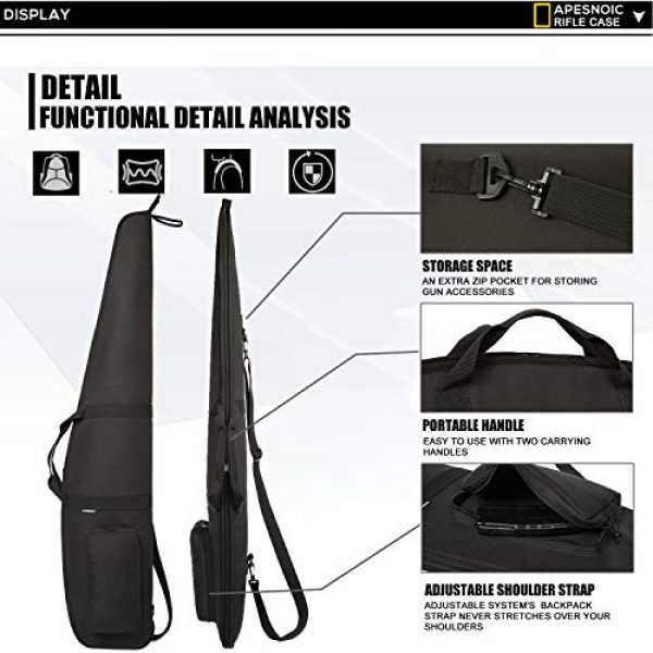 APESNOIC Rifle Case 4 APESNOIC 44/48/52 Inch Rifle Case Extreme Shotgun Case for Scoped Rifles,Waterproof Rifle Bag with Zipper Pocket