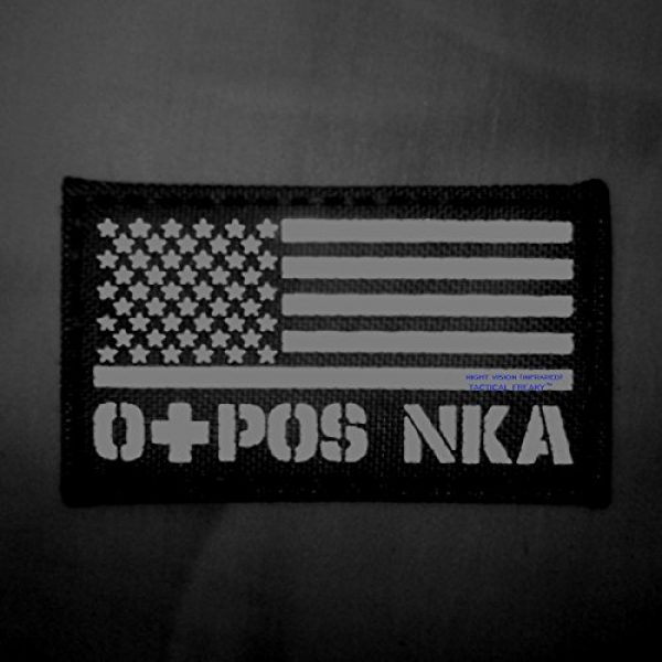 Tactical Freaky Airsoft Morale Patch 2 OD Green Olive Drab Infrared USA Flag OPOS O+ Blood Type NKA NKDA IR Tactical Morale Touch Fastener Patch