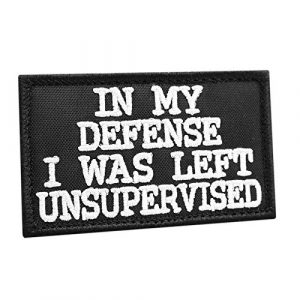 LEGEEON Airsoft Morale Patch 1 LEGEEON in My Defense was Left Unsupervised 2x3.25 US Tactical Morale Touch Fastener Cap Patch