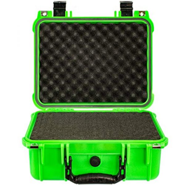 Eylar Pistol Case 2 Eylar Tactical Hard Gun Case Water & Shock Proof with Foam 13.37 inch 11.62 inch 6 inch Neon Green
