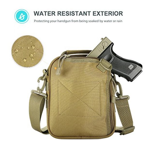 ProCase Pistol Case 4 ProCase Pistol Bag, Military Gear Tactical Handgun Shoulder Strap Bag Gun Ammo Accessories Pouch Shooting Range Duffle Bag for Shooting Range Sport -Khaki
