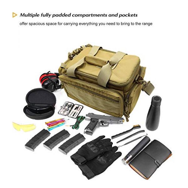 ProCase Pistol Case 4 ProCase Tactical Gun Range Bag Pistol Shooting Duffle Bag, Deluxe Padded Shooting Range Bag Large Handguns Magazine Ammo Gear Accessories Pouch for Hunting Shooting Range Sport -Khaki