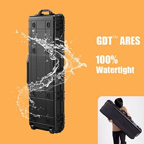 GDT Rifle Case 5 GDT 43-inch Oversized Rifle Gun Case, All Weather Water-Proof Safety Hard Case with Wheels and Cuttable Foam, Watertight, Airtight, Great for Rifle, Gun, Bow, Camera and Electronic Keyboard Storing