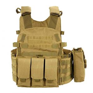 BGJ Airsoft Tactical Vest 1 Tactical Molle Vest Nylon Body Armor Hunting Plate Carrier Airsoft Paintball Vest with Magazine Pouch CS Game Combat Gear