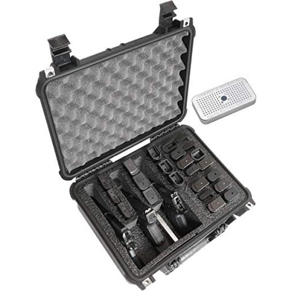 Case Club Pistol Case 1 Case Club 3 Pistol & Accessory & Up to 23 Magazines Pre-Cut Waterproof Case with Silica Gel to Help Prevent Gun Rust (Gen 2)