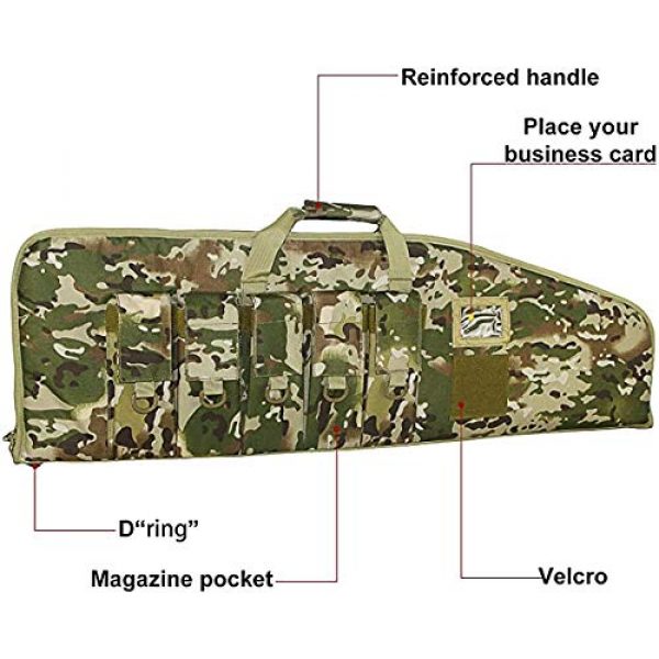 FieldTeq Rifle Case 5 FieldTeq Range Master Soft Sided Tactical Carbine Gun Case - Shoulder Strap Sling Performance Gear with Five Magazine Pouches for Hunting Shooting Range Sports Storage