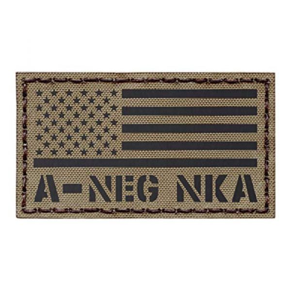 Tactical Freaky Airsoft Morale Patch 1 IR Tan ANEG A- Blood Type Coyote Brown NKA NKDA USA Flag Infrared Tactical Morale Hook-and-Loop Patch
