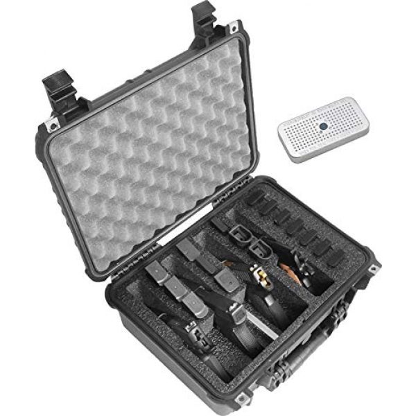 Case Club Pistol Case 1 Case Club 4 Pistol and 16 Magazine Pre-Cut Heavy Duty Waterproof Case with Included Silica Gel Canister to Help Prevent Gun Rust (Upgraded Gen-2)