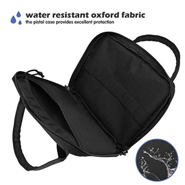 ProCase Pistol Case 5 ProCase Single Pistol Case, Tactical Handgun Range Bag Firearm Transportation Case with Comfortable Carrying Handles and Heavy Duty Lockable Zippers -Black