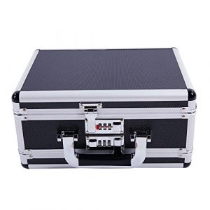 brandless Pistol Case 1 Gun Security Safe Cabinet, Portable Aluminum Framed Gun Lock BoxDual Pistol Firearm and Valuables Safe with 3 Digits Combination Lock, Silver 11.81" x 5.91" x 9.05"
