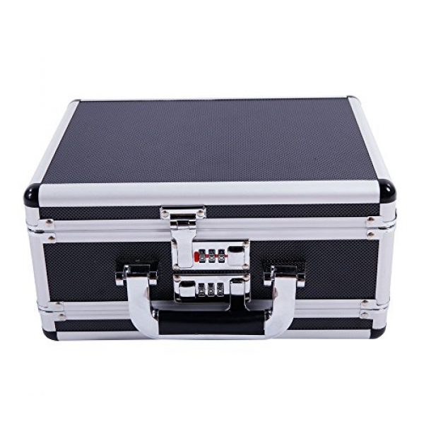 brandless Pistol Case 1 Gun Security Safe Cabinet, Portable Aluminum Framed Gun Lock BoxDual Pistol Firearm and Valuables Safe with 3 Digits Combination Lock, Silver 11.81" x 5.91" x 9.05"