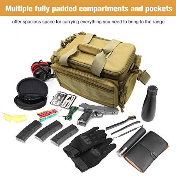 Kosse Pistol Case 2 Kosse Tactical Gun Range Bag Pistol Shooting Duffle Bag, Deluxe Padded Shooting Range Bag Large Handguns Magazine Ammo Gear Accessories Pouch for Hunting Shooting Range Sport