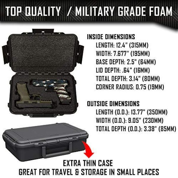 MY CASE BUILDER Pistol Case 4 2 Pistol Medium Duty Lightweight 2 Pistol Gun Sport Case - Double Handgun TSA Approved Storage - Doro Case with Military Grade Foam Insert