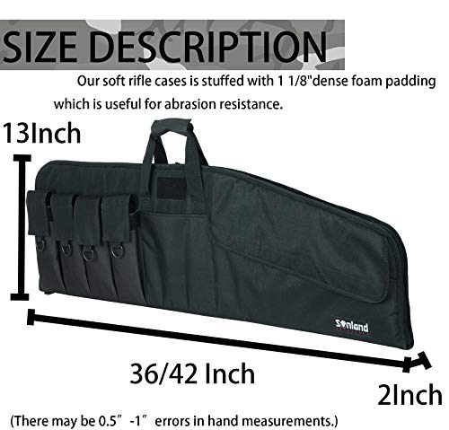 SW SOWLAND Rifle Case 3 SW SOWLAND Soft Rifle-Case Gun Bag - Tactical Outdoor Carbine Padded Cases with 4 Pockets 36" 42"