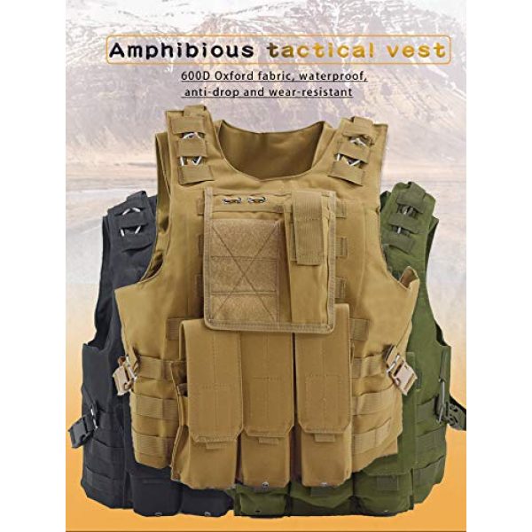 BGJ Airsoft Tactical Vest 5 BGJ Tactical Vest Military Combat Armor Vest Mens Army Airsoft Hunting Vest Adjustable Outdoor CS Paintball Training Protective Vest