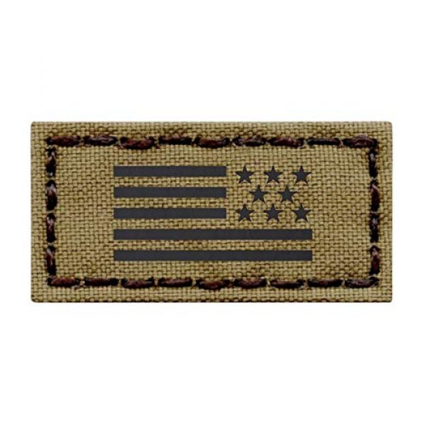 Tactical Freaky Airsoft Morale Patch 1 IR Mini 1x2 Coyote Tan USA Flag Reversed Backwards Infrared Tactical Morale Hook-and-Loop Patch