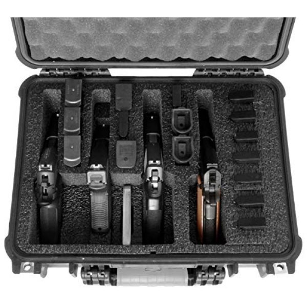 Case Club Pistol Case 2 Case Club 4 Pistol and 16 Magazine Pre-Cut Heavy Duty Waterproof Case with Included Silica Gel Canister to Help Prevent Gun Rust (Upgraded Gen-2)